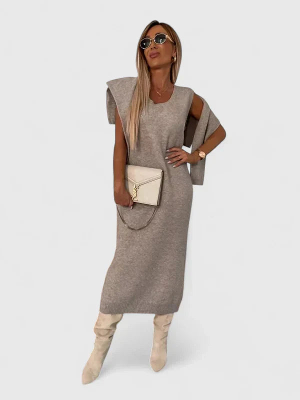 Chrystahl | Elegantna Haljina i Set Pulover sa Okruglim Izrezom