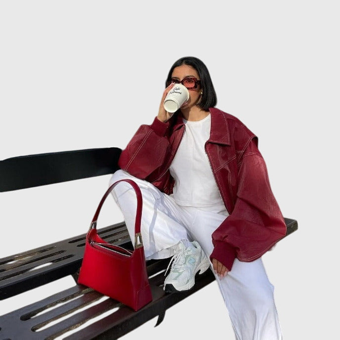 Faye™ - Oversized Kožna Jakna